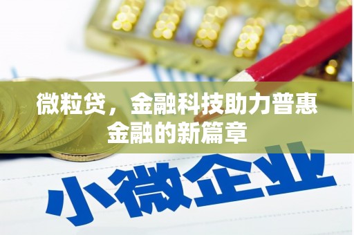 绥滨微粒贷，金融科技助力普惠金融的新篇章