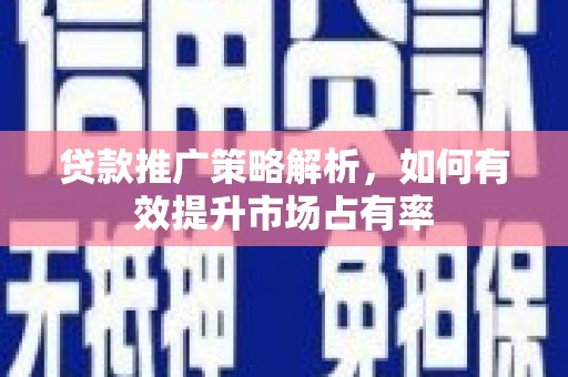 绥滨贷款推广策略解析，如何有效提升市场占有率