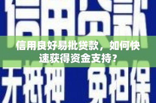 绥滨信用良好易批贷款，如何快速获得资金支持？