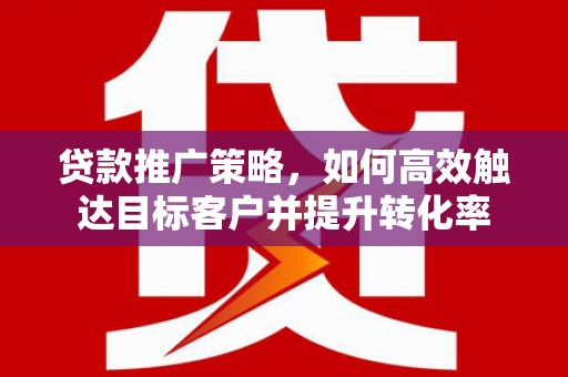 绥滨贷款推广策略，如何高效触达目标客户并提升转化率