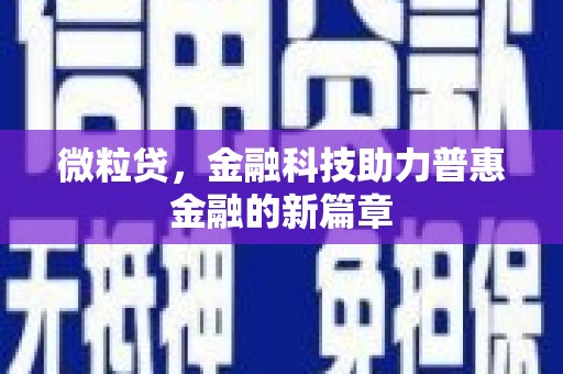 绥滨微粒贷，金融科技助力普惠金融的新篇章