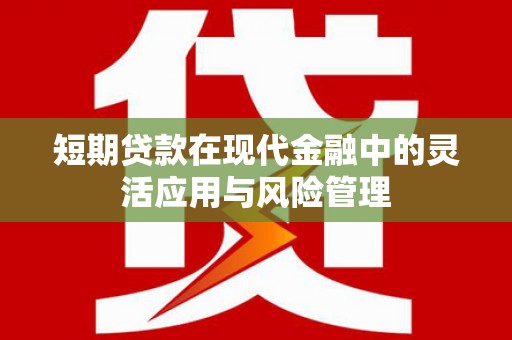 绥滨短期贷款在现代金融中的灵活应用与风险管理